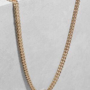 Womens Black Single Stone Station Chain Necklace - Gold - One Size, Gold