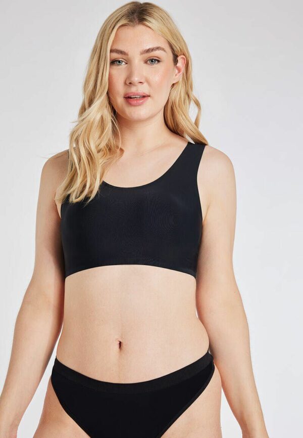 Womens Black Wide Strap Stretch Crop Top