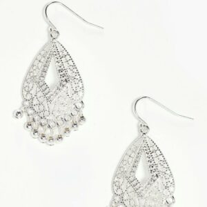 Womens Boho Filigree Beaded Earrings - Grey - One Size, Grey