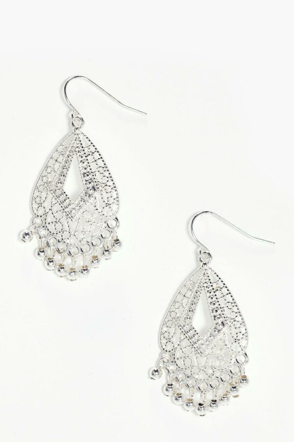 Womens Boho Filigree Beaded Earrings - Grey - One Size, Grey