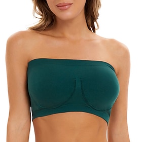 Women's Bras Bralettes Tube Bra Strapless Full Coverage Solid Color Scoop Neck Micro-elastic Breathable Invisible Casual Daily Nylon Green / 1 PC