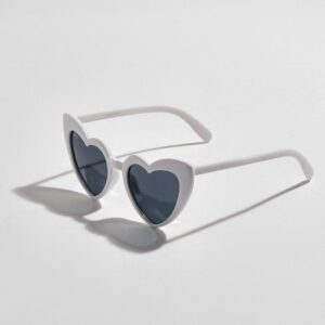 Womens Bride Heart Cat Eye Sunglasses - White - One Size, White