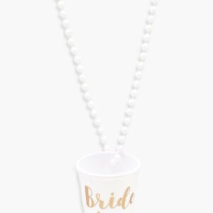 Womens Bride To Be Shot Glass Pearl Necklace - White - One Size, White