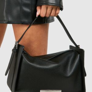 Womens Buckle Strap Shoulder Bag - Black - One Size, Black