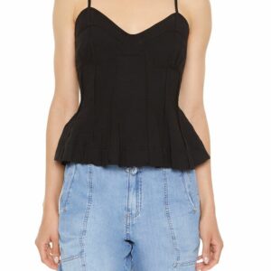 Women's Bustier Flounce Cami in Black Medium