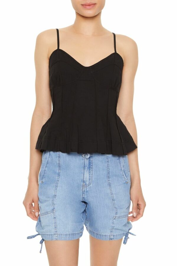 Women's Bustier Flounce Cami in Black Medium