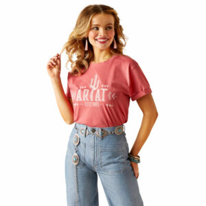 Women's Cactus Logo T-Shirt in Slate Rose, Size Large, by Ariat