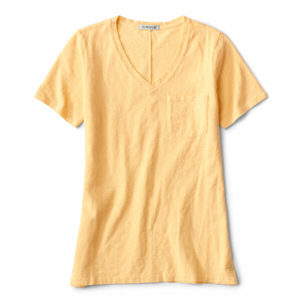 Women's Canyon Garment-Dyed V-Neck Short-Sleeved T-Shirt Honeycomb Size Medium Cotton Orvis