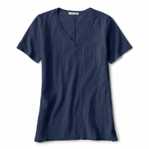 Women's Canyon Garment-Dyed V-Neck Short-Sleeved T-Shirt True Navy Size Xs Cotton Orvis