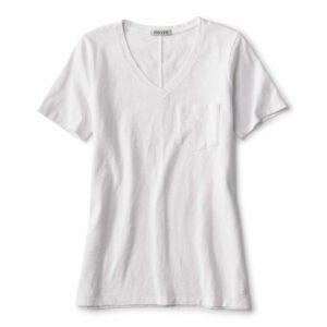 Women's Canyon Garment-Dyed V-Neck Short-Sleeved T-Shirt White Size Xl Cotton Orvis