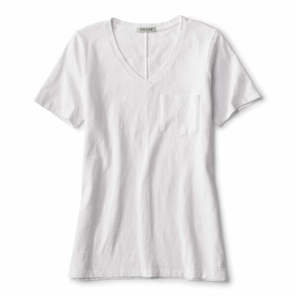 Women's Canyon Garment-Dyed V-Neck Short-Sleeved T-Shirt White Size Xl Cotton Orvis