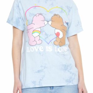 Women's Care Bears Love is Love Graphic T-Shirt in Dusty Blue, M/L