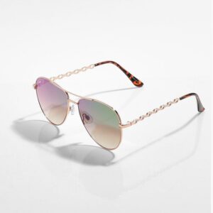 Womens Chain Detail Aviator Sunglasses - Multi - One Size