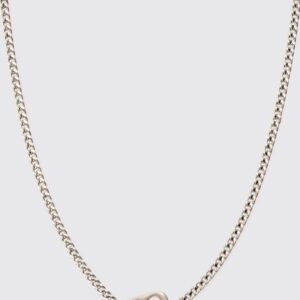 Womens Chain Detail Pendant Necklace In Silver - Grey - One Size, Grey