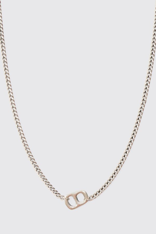 Womens Chain Detail Pendant Necklace In Silver - Grey - One Size, Grey