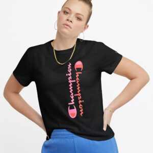 Women's Champion Classic Graphic T-Shirt, Mirrored Script Black 2XL