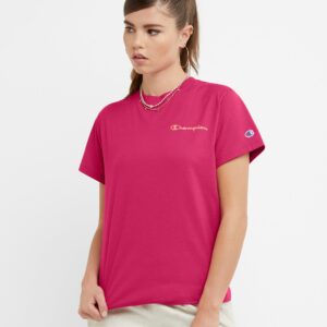 Women's Champion Classic T-Shirt, Script Logo Strawberry Rouge M