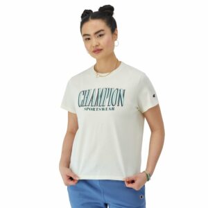 Women's Champion T-Shirt, Block Script Logo Natural L