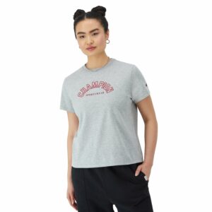 Women's Champion T-Shirt, Sportswear, Arched Script Logo Oxford Grey M