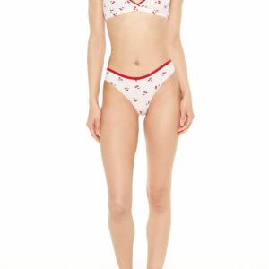 Women's Cherry Print Bikini Panties in Pink Small