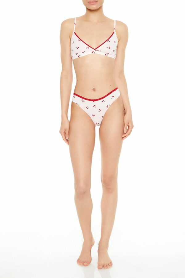 Women's Cherry Print Bikini Panties in Pink Small