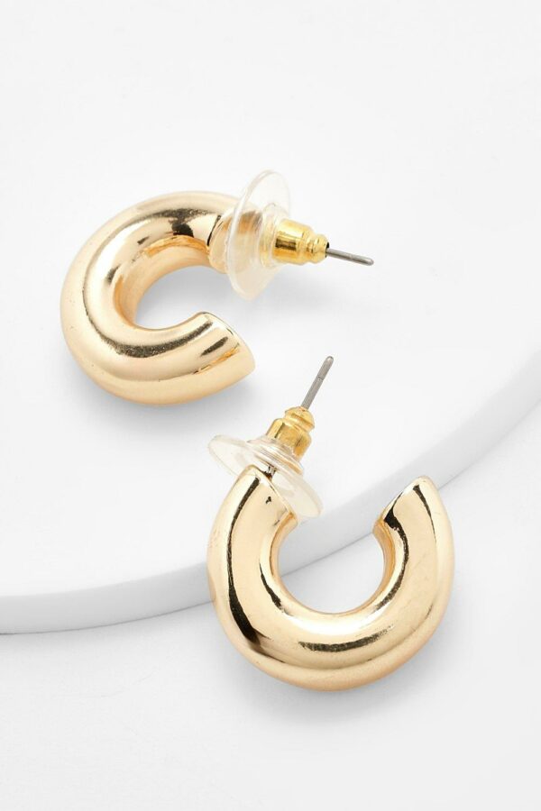 Womens Chunky Tubular Hoop Earrings - Gold - One Size, Gold