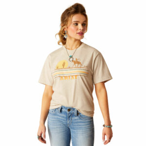 Women's Cowgirl Desert T-Shirt in Oatmeal Heather, Size Small, by Ariat