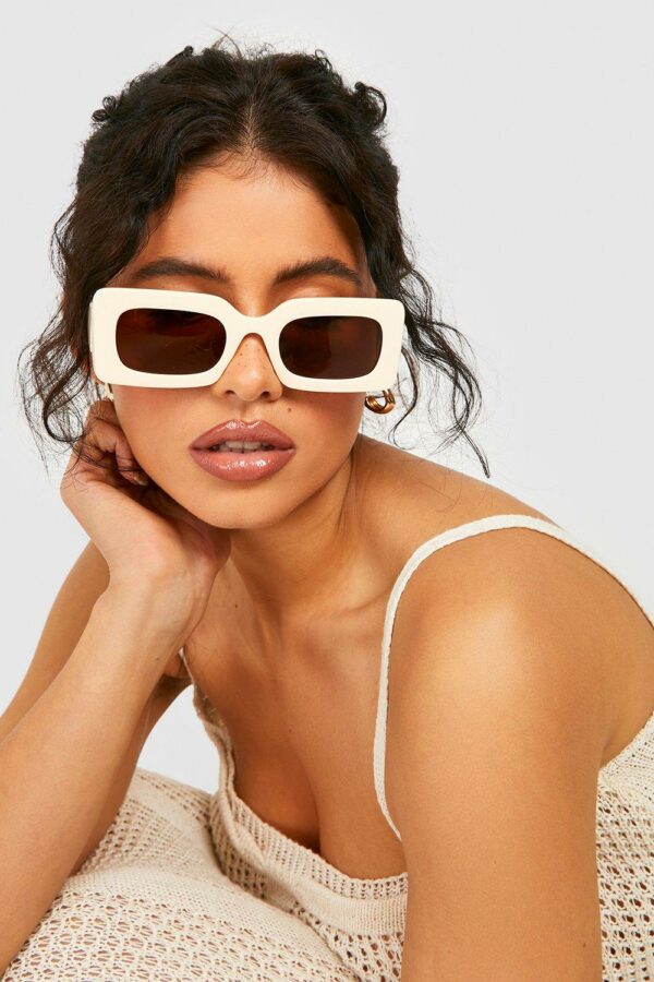 Womens Cream Retro Sunglasses - White - One Size