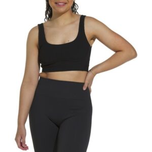 Women's Cream Yoga Venesa Ribbed Bustier Sports Bra Small Black