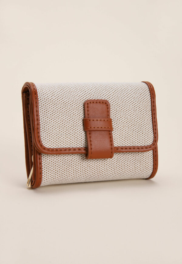 Womens Cream & Tan Canvas Purse