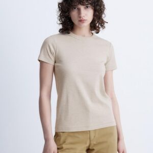 Women's Crew Neck T-Shirt Beige Large UNIQLO US