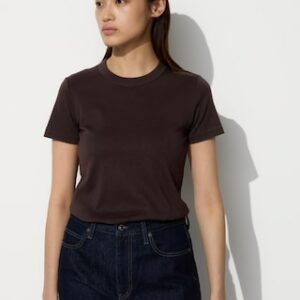 Women's Crew Neck T-Shirt Dark Brown 2XL UNIQLO US