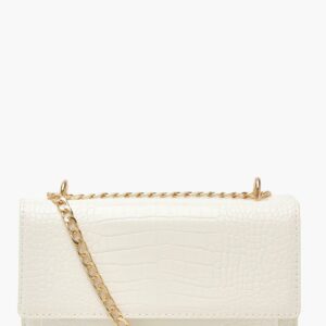 Womens Croc Structured Crossbody & Chain Bag - White - One Size, White