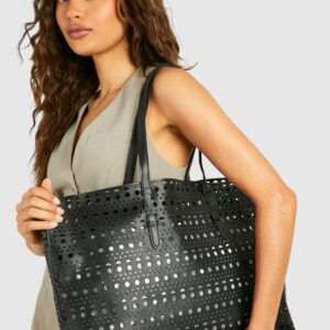 Womens Cut Out Tote Bag - Black - One Size, Black