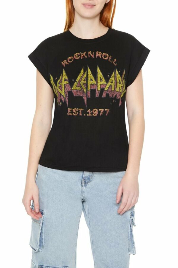 Women's Def Leppard Graphic Muscle T-Shirt in Black Small