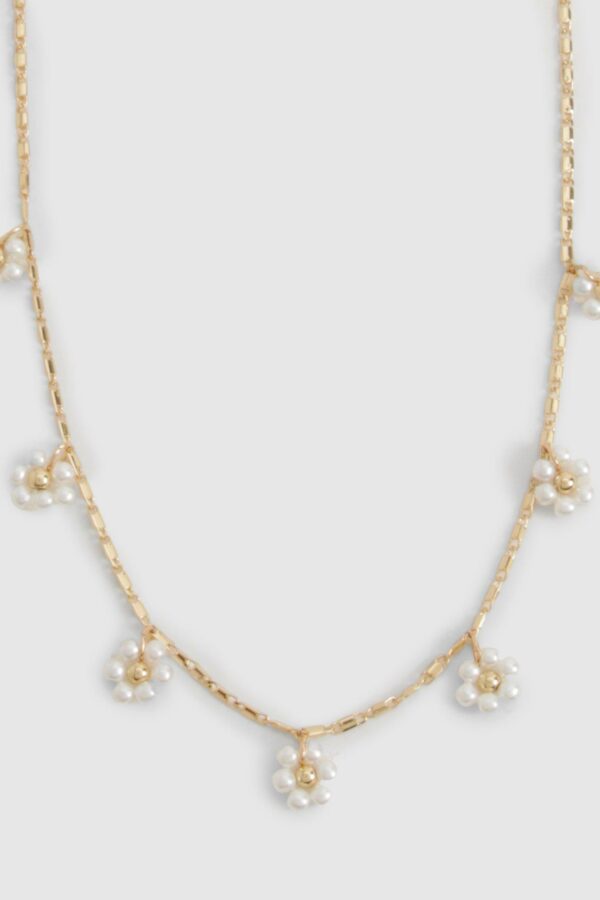 Womens Delicate Flower Detail Necklace - Gold - One Size, Gold