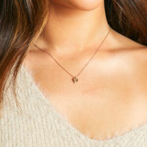 Womens Delicate Gold Heart Necklace - One Size, Gold