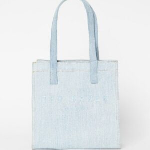 Womens Denima Denim Small Tote Icon Bag Light Blue