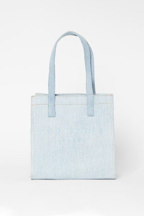 Womens Denima Denim Small Tote Icon Bag Light Blue