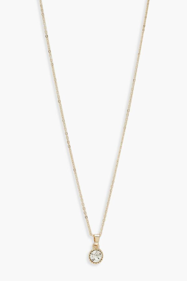 Womens Diamante Pendant Necklace - Gold - One Size, Gold