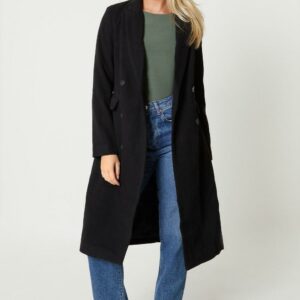 Womens Double Breasted Wool Look Coat