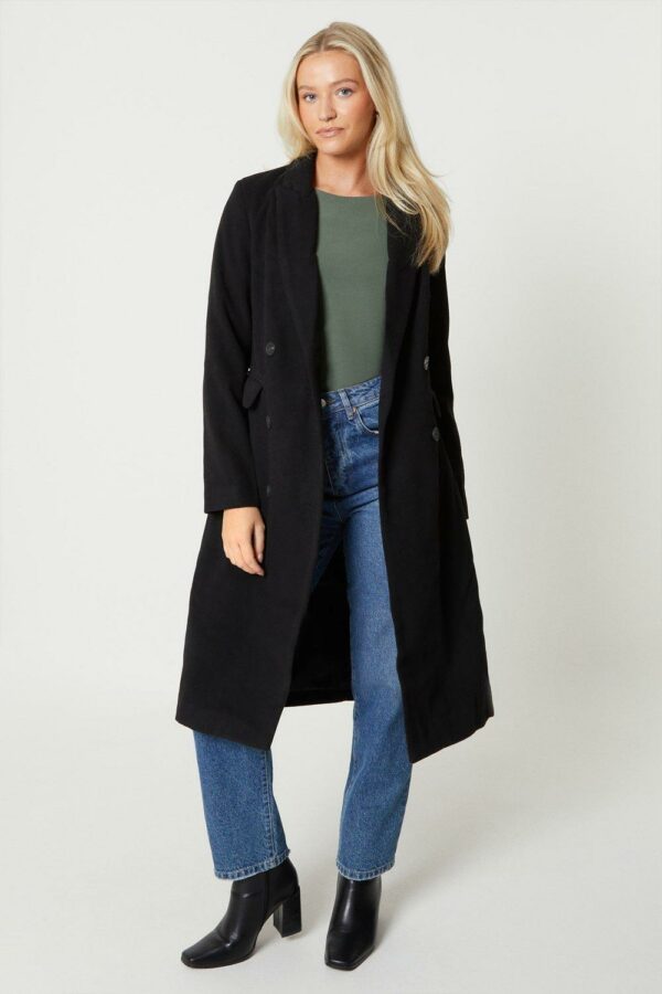 Womens Double Breasted Wool Look Coat