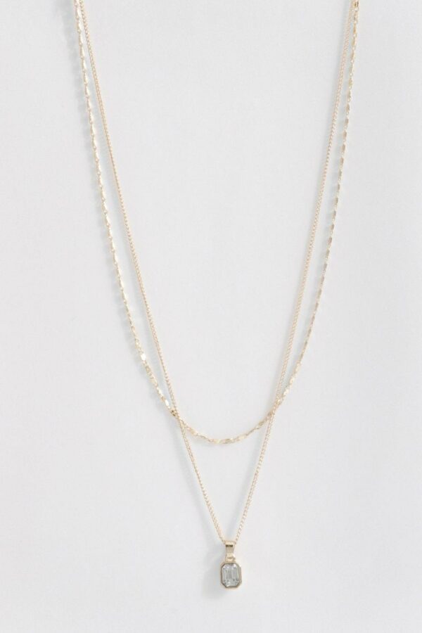 Womens Double Chain Pendant Necklace - Gold - One Size, Gold