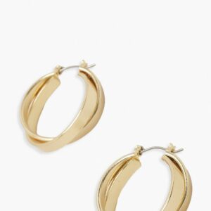 Womens Double Loop Hoop Earrings - Gold - One Size, Gold