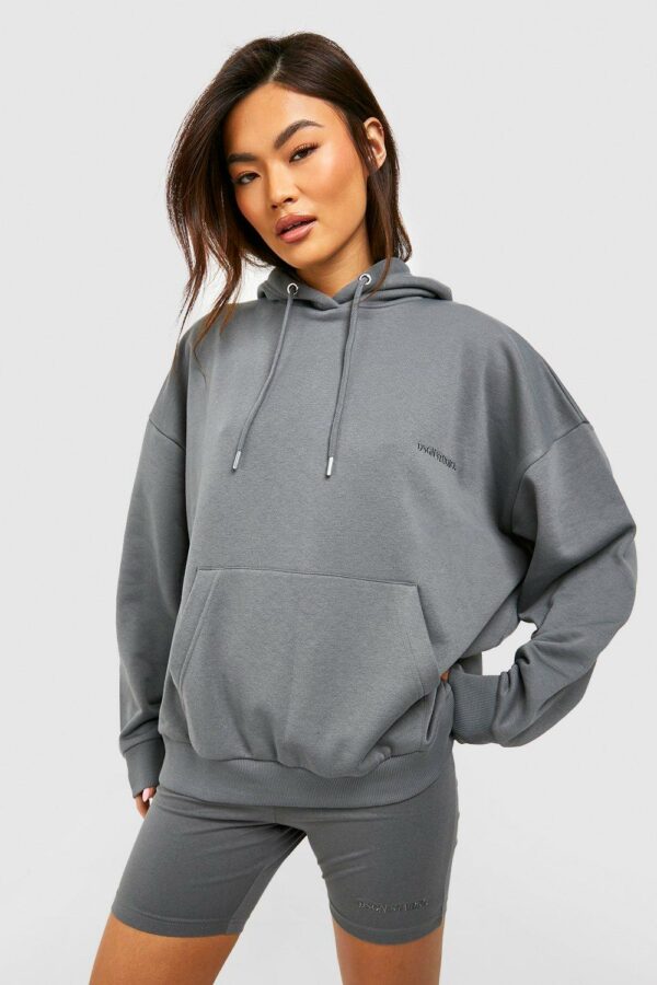 Womens Dsgn Studio Oversized Hoodie And Cycling Short Set - Grey - L, Grey