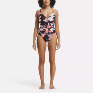 Women's Elite Camo Plunging One-Piece Swimsuit with Strappy Details in