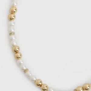 Womens Embellished Pearl Necklace - White - One Size, White