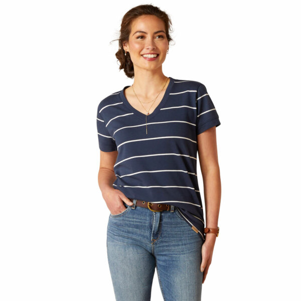 Women's Fairford T-Shirt in Navy Stripe, Size X-Small, by Ariat