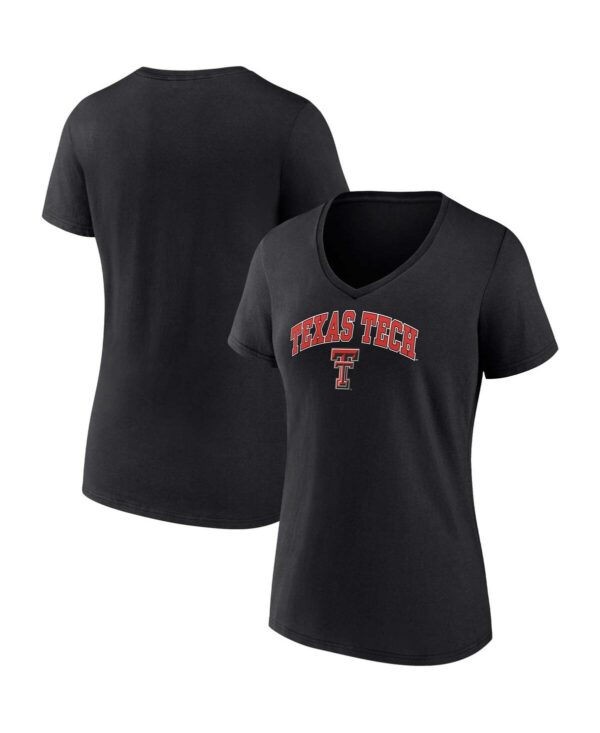 Women's Fanatics Black Texas Tech Red Raiders Evergreen Campus V-Neck T-shirt - Black