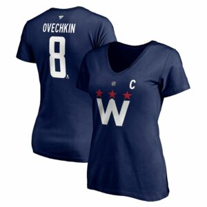 Women's Fanatics Branded Alexander Ovechkin Navy Washington Capitals 2020/21 Alternate Authentic Stack Name & Number V-Neck T-Shirt, Size: 3XL, Blue